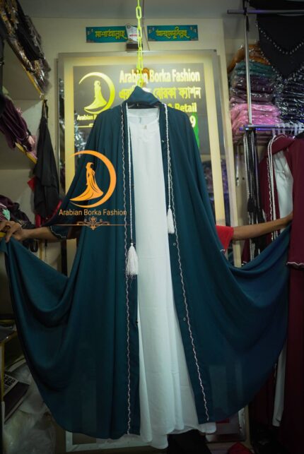 Premium Sea Green Borka Design with Stone Work
