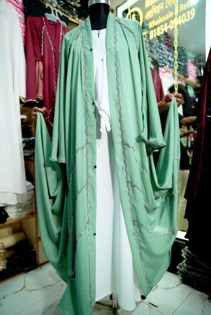 Butterfly Design with Stone lace light Green Colour